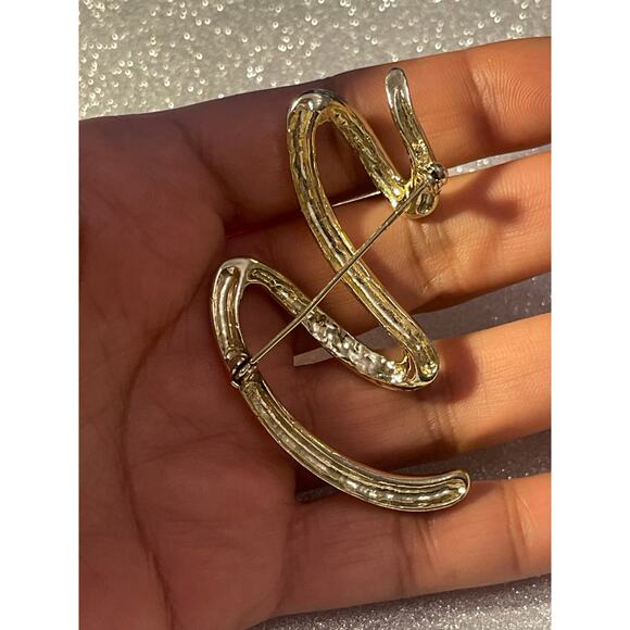 Pin Brooch Swirl Gold Tone B#18 - Picture 3 of 5